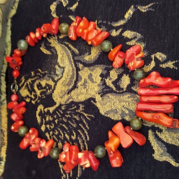 Sterling Silver Raw Coral Necklace